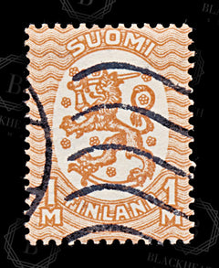 8930: Finland SG206 1mk Red orange 1925 Sc#102 Mi87Aa Used C£18, view 3