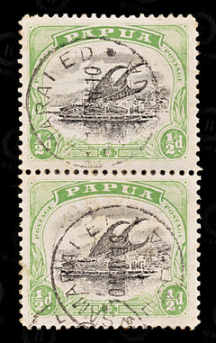 8959: Papua SG59a ½d Black &  Deep green 1910 Used C£84, view 3