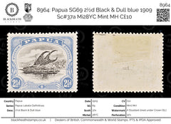 8964: Papua SG69 2½d Black &  Dull blue 1909 Sc#37a Mi28YC Mint MH C£10, view 1