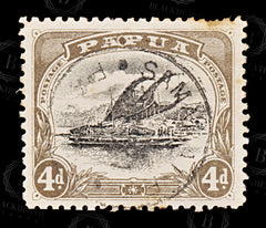 8965: Papua SG63 Large Flaw in "PAPUA" 1910 Sc#38 Mi29YA Used, view 3