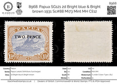 8968: Papua SG121 2d Bright blue &  Bright brown 1931 Sc#88 Mi73 Mint MH C£12, view 1