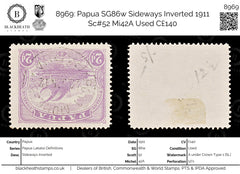 8969: Papua SG86w Sideways Inverted 1911 Sc#52 Mi42A Used C£140, view 1