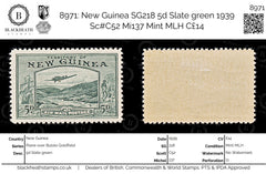 8971: New Guinea SG218 5d Slate green 1939 Sc#C52 Mi137 Mint MLH C£14, view 1
