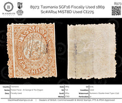 8973: Tasmania SGF16 Fiscally Used 1869 Sc#AR14 MiST8D Used C£275, view 1