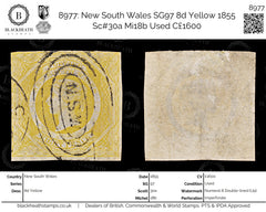 8977: New South Wales SG97 8d Yellow 1855 Sc#30a Mi18b Used C£1600, view 1
