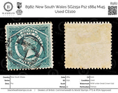 8982: New South Wales SG215a P12 1884 Mi45 Used C£100, view 1