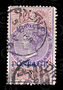 8991: New South Wales SG241b 10s Claret &  Mauve 1885 Mi59 Used C£70, view 3