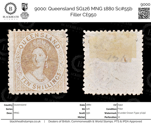 9000: Queensland SG126 MNG 1880 Sc#55b Filler C£950