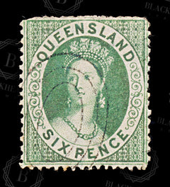 9003: Queensland SG6 6d Dark green 1860 Sc#6 Mi6 Used C£80, view 3