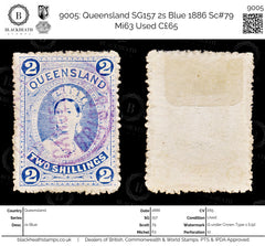 9005: Queensland SG157 2s Blue 1886 Sc#79 Mi63 Used C£65, view 1