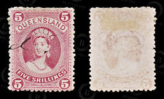 9006: Queensland SG154 5s Rose 1882 Sc#76 Mi60X Used C£28, view 2