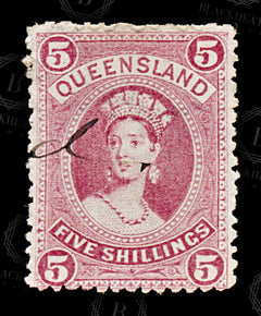 9006: Queensland SG154 5s Rose 1882 Sc#76 Mi60X Used C£28, view 3