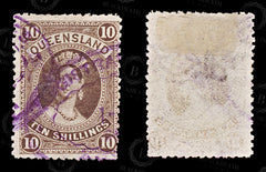 9007: Queensland SG155 10s Brown 1882 Sc#77 Mi61X Used C£50, view 2