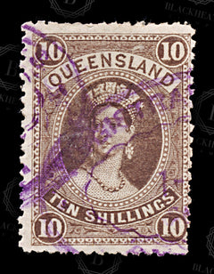 9007: Queensland SG155 10s Brown 1882 Sc#77 Mi61X Used C£50, view 3