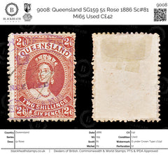 9008: Queensland SG159 5s Rose 1886 Sc#81 Mi65 Used C£42, view 1
