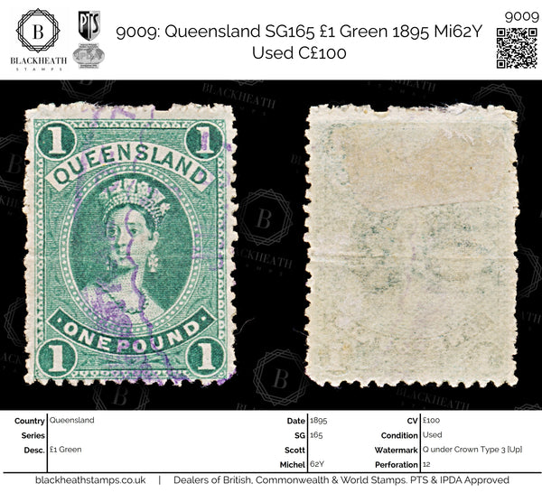 9009: Queensland SG165 £1 Green 1895 Mi62Y Used C£100