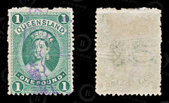 9009: Queensland SG165 £1 Green 1895 Mi62Y Used C£100, view 2