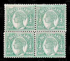 9011: Queensland SG219 Block of 4 1895 Sc#106 Mi88A Mint MLH C£12, view 3