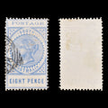 9013: South Australia SG271 8d Ultramarine 1902 Sc#124 Mi90 Used C£20