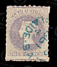 9017: South Australia SG17 6d Violet blue 1858 Mi10 Used C£75, view 3