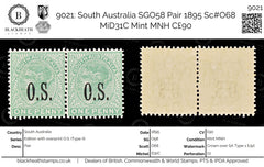 9021: South Australia SGO58 Pair 1895 Sc#O68 MiD31C Mint MNH C£90, view 1