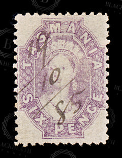 9029: Tasmania SG137 6d Slate lilac 1875 Sc#32m Used C£22, view 3
