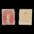9034: Tasmania SG59 1d Carmine 1864 Sc#23a Mi15aA Used C£55