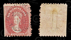 9034: Tasmania SG59 1d Carmine 1864 Sc#23a Mi15aA Used C£55, view 2