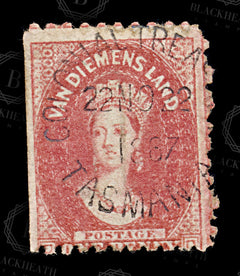 9034: Tasmania SG59 1d Carmine 1864 Sc#23a Mi15aA Used C£55, view 3