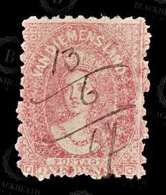 9036: Tasmania SG59 1d Carmine 1864 Sc#23a Mi15aA Used C£55, view 3