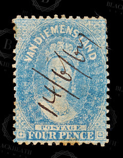 9038: Tasmania SG85 4d Blue 1864 Sc#31d Used C£55, view 3