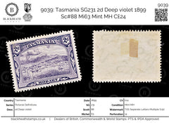 9039: Tasmania SG231 2d Deep violet 1899 Sc#88 Mi63 Mint MH C£24, view 1