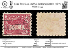 9041: Tasmania SG254a 6d Dark red 1911 Mi87C Used C£55, view 1