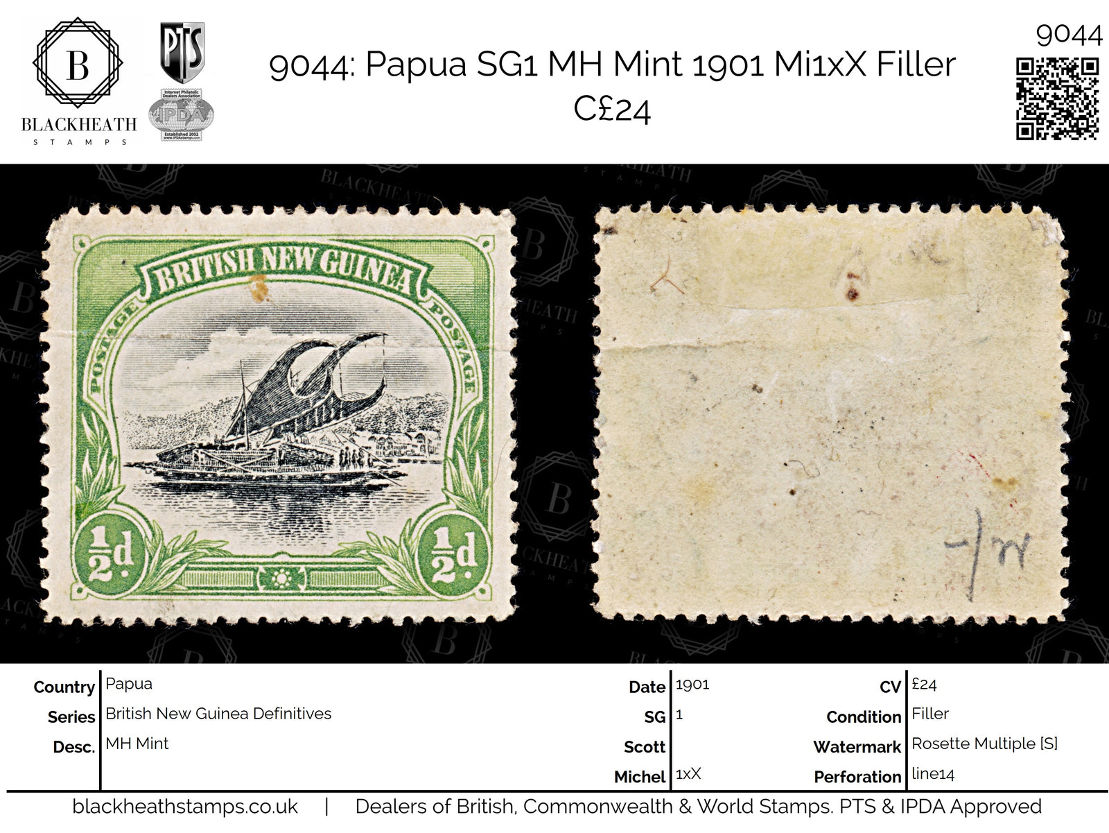 9044: Papua SG1 MH Mint 1901 Mi1xX Filler C£24