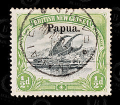 9045: Papua SG21 ½d Black &  Yellow green 1906 Sc#11 Mi9 Used C£20, view 3