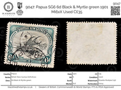 9047: Papua SG6 6d Black &  Myrtle green 1901 Mi6xX Used C£35, view 1