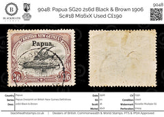 9048: Papua SG20 2s6d Black &  Brown 1906 Sc#18 Mi16xX Used C£190, view 1
