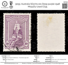 9055: Australia SG177a 10s Deep purple 1948 Mi151Dy Used C£35, view 1