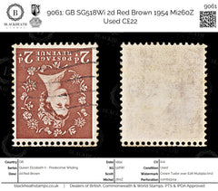 9061: GB SG518Wi 2d Red Brown 1954 Mi260Z Used C£22, view 1