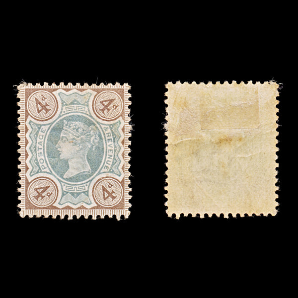 9063: GB SG205 4d Dark red brown &  Grey green 1887 Sc#116 Mi91b Mint MH C£40