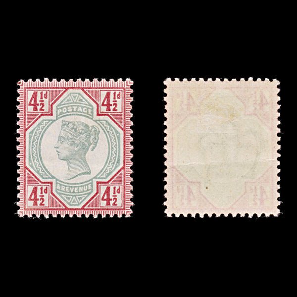 9064: GB SG206 4½d Bright carmine &  Green 1892 Sc#117 Mi92a Mint MH C£12