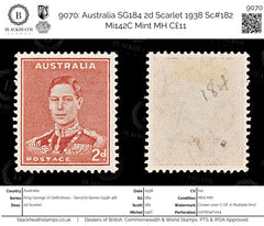 9070: Australia SG184 2d Scarlet 1938 Sc#182 Mi142C Mint MH C£11, view 1