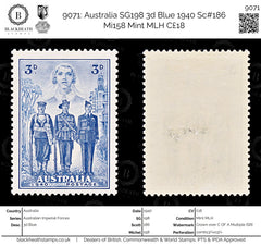 9071: Australia SG198 3d Blue 1940 Sc#186 Mi158 Mint MLH C£18, view 1