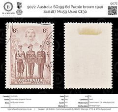 9072: Australia SG199 6d Purple brown 1940 Sc#187 Mi159 Used C£30, view 1
