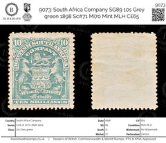 9073: South Africa Company SG89 10s Grey green 1898 Sc#71 Mi70 Mint MLH C£65, view 1