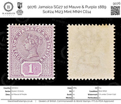 9076: Jamaica SG27 1d Mauve &  Purple 1889 Sc#24 Mi23 Mint MNH C£14, view 1