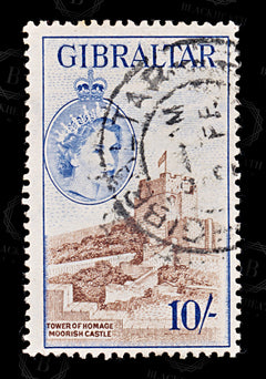 9080: Gibraltar SG157 10s Brown &  Ultramarine 1953 Sc#144 Mi146 Used C£45, view 3