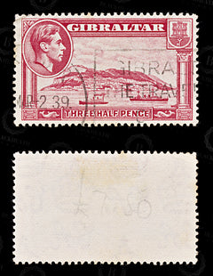 9081: Gibraltar SG123a 1½d Carmine 1938 Sc#109b Mi109C Used C£18, view 2