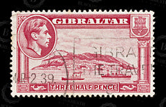 9081: Gibraltar SG123a 1½d Carmine 1938 Sc#109b Mi109C Used C£18, view 3