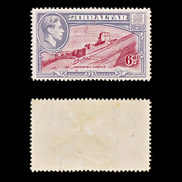 9082: Gibraltar SG126a 6d Carmine &  Grey violet 1938 Sc#113a Mi112B Filler C£120
